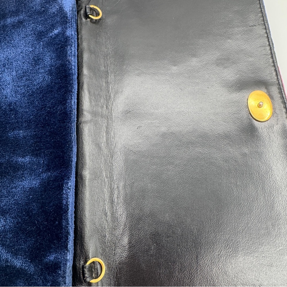 Vintage Roberta di Camerino Velvet Bag Clutch Italy Leather Lined + Mirror 11” - Picture 6 of 9